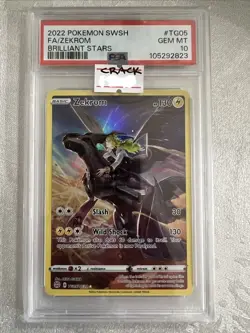 Pokemon TCG Zekrom TG05/TG30 Brilliant Stars Trainer Gallery PSA 10 Cracked READ - Image 1