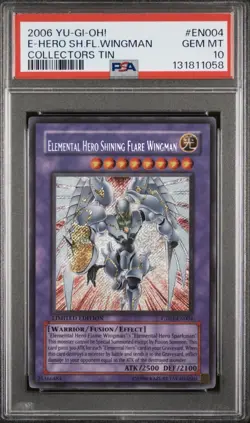 2006 YU-GI-OH! COLLECTORS TIN #EN004 ELEMENTAL HERO SHINING FLARE WINGMAN PSA 10 - Image 1