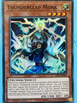 Yugioh Thunderclap Monk SAST-EN026 Super Rare NM - Image 1