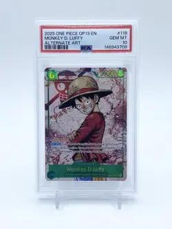 Monkey D. Luffy OP13-118 PSA 10 2025 One Piece Carrying on His Will SEC Alt Art - Image 1