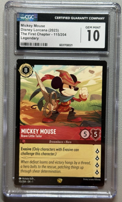 Disney Lorcana Legendary Mickey Mouse Brave Little Tailor 115/204 CGC 10 Gem Min - Image 1