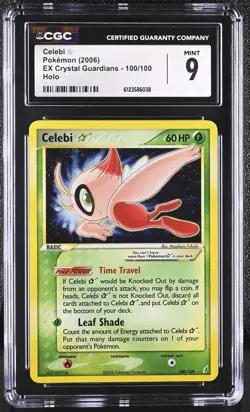 CGC 9 MINT Celebi Gold Star 2006 EX Crystal Guardians 100/100 Holo Pokemon Card - Image 1