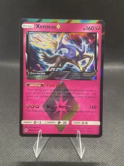 PACK FRESH Xerneas Prism Star 144/214 Sm-Lost Thunder Holo Rare Pokemon Card - Image 2