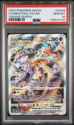 2023 Pokemon Crown Zenith #GG44 Mewtwo Vstar PSA 10 - Image 1