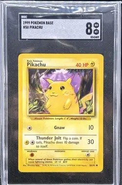 1999 Pokemon Game Base Set #58 Yellow Cheeks Pikachu SGC 8 - Image 1