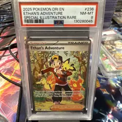2025 POKEMON DRI EN SPECIAL ILLUSTRATION RARE #236 ETHAN'S ADVENTURE PSA 8 - Image 1