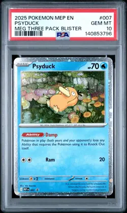 2025 Pokemon Mega Evolution Psyduck Three Pack Blister Holo Promo #007 PSA 10 - Image 1