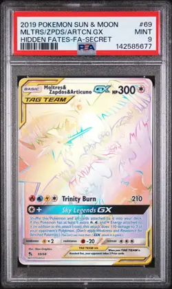 PSA 9 Moltres & Zapdos & Articuno GX 69/68 - Pokemon TCG Hidden Fates Full Art - Image 1