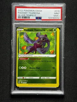 PSA 9 MC Pokemon Radiant Tsareena #016 Silver Tempest MISCUT + ALIGNMENT DOT! - Image 1