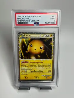 Pokemon TCG Raichu Prime PSA 9 Mint HGSS Unerschrocken 83/90 Vintage Deutsch - Image 1