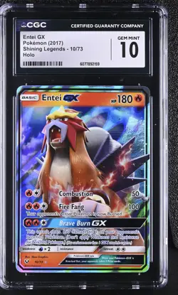 CGC 10 GEM MINT Entei GX 2017 Shining Legends 10/73 Holo Pokemon Card - Image 1