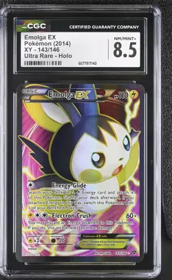 CGC 8.5 Emolga EX 2014 XY 143/146 Ultra Rare Holo Pokemon Card - Image 1