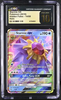 CGC 10 PRISTINE Starmie GX 2019 Hidden Fates 14/68 Holo Pokemon Card - Image 1