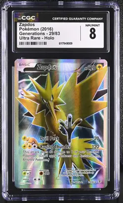 CGC 8 Zapdos 2016 Generations 29/83 Ultra Rare Holo Pokemon Card - Image 1