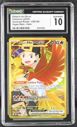 CGC 10 GEM MINT Ethan's Ho-Oh ex Destined Rivals 239/182 Hyper Rare Pokemon Card - Image 1