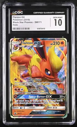 CGC 10 GEM MINT Flareon GX 2019 Black Star Promos SM171 Holo Pokemon Card - Image 1