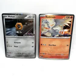 Meltan 102/142 & Reshiram 022/142 Stamped Promo Stellar Crown Cosmos Pokemon - Image 1