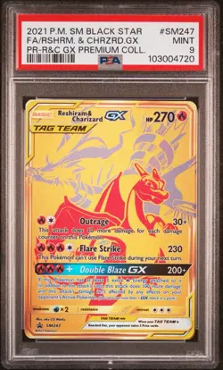 Pokemon TCG Reshiram & Charizard SM247 Black Star Promos! PSA 9! - Image 1