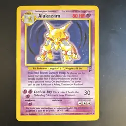Pokemon TCG Alakazam 001/130 Base Set 2 Holo Rare Stage 2 80 HP 1999 - Image 1