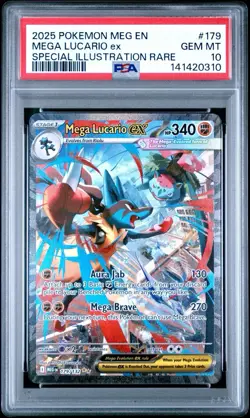 2025 POKEMON MEG EN-MEGA EVOLUTION #179 MEGA LUCARIO EX PSA 10 - Image 1