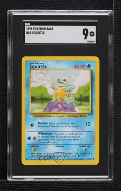 Squirtle Pokemon Base Set SGC 9 MINT 1999 - Image 1