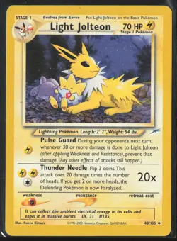 Light Jolteon Uncommon Neo Destiny 048/105 HP Pokemon Card - Image 1