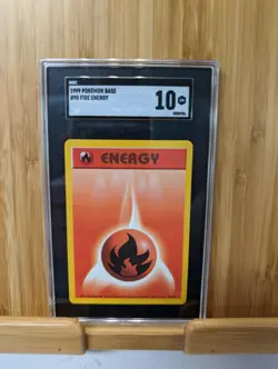 Fire Energy 98/102 Base Set Unlimited Common Pokemon Card Sgc Graded 10 Gem - Image 1
