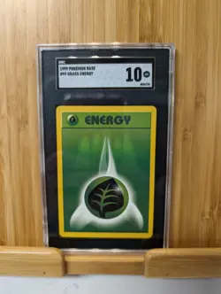 Grass Energy Green Leaf Pokemon Card 99/102 Base Set 1999 Sgc Graded 10 Gem - Image 1