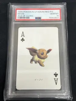 PSA 10 GEM MINT 1998 POKEMON STADIUM RED VERSION PLAYING CARDS EEVEE - Image 1