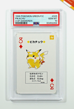 Pokemon PSA 10 Pikachu # 025 3 Of Diamonds Green Playing Cards 1996 Japanese - Image 1