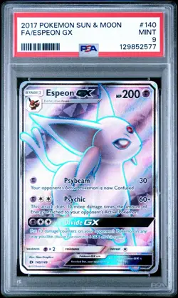 Pokemon Espeon GX (Full Art) 140/149 SM Base Set Holo PSA 9 - Image 1