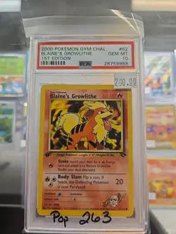 Pokemon Blaine's Growlithe #62 1st Edition Gym Challenge PSA 10 POP263! - Image 1