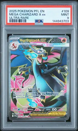 2025 Pokemon Phantasmal Flames #109 Mega Charizard X Ex Ultra Rare PSA 9 - Image 1