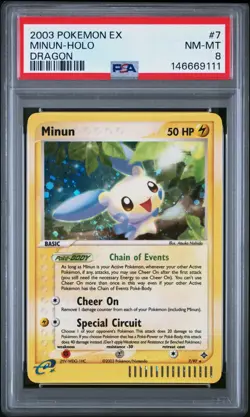 Pokemon Minun 7/97 Dragon Holo Rare SWIRL PSA 8 NM-MT - Image 1