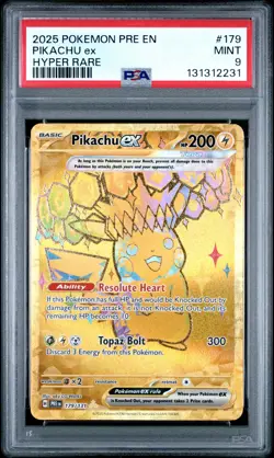 2025 POKEMON PRE EN-PRISMATIC EVOLUTIONS HYPER RARE #179 PIKACHU EX PSA 9 - Image 1
