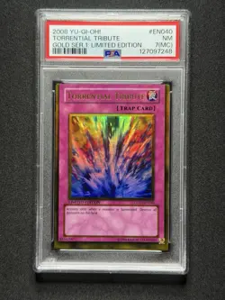 PSA 7 MC Yugioh Torrential Tribute #GLD1-EN040 GOLD MISCUT ERROR! - Image 1