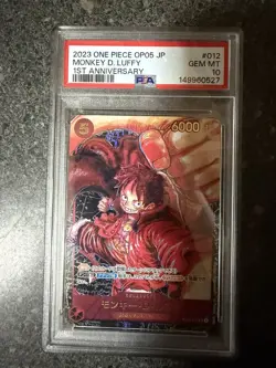 PSA 10 MONKEY D. LUFFY 2023 ONE PIECE JPN OP05-AWAKENING OF THE NEW ERA 1ST ANNI - Image 1
