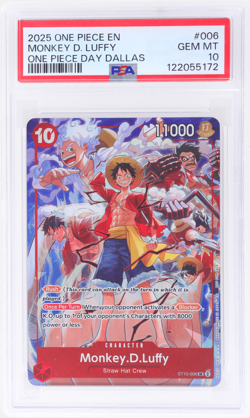 2025 One Piece Promo Monkey D. Luffy One Piece Day Dallas #ST10-006 PSA 10 - Image 1