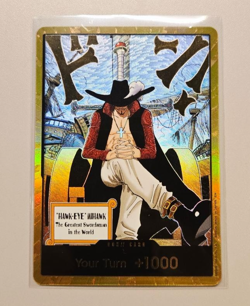 DON!! Card Dracule Mihawk Gold One Piece OP14 The Azure Sea's Seven - Image 1