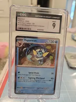 CGC 9 VAPOREON Pokemon Black Star Promo 168 Prismatic Evolutions Poster 1 SWIRL - Image 1