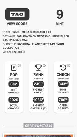 Pokemon Mega Charizard X Mega Evolution Promo TAG 9 #023 EX - Image 3