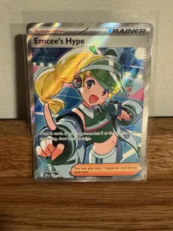 Pokemon Emcee's Hype Ultra Rare Holo 220/182 Sv10: Destined Rivals - Image 1