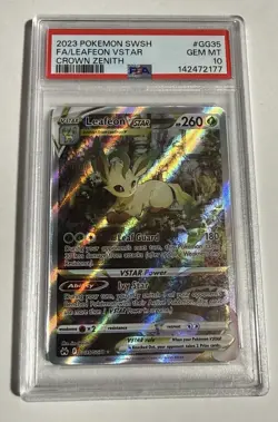 POKEMON SWORD & SHIELD CROWN ZENITH #GG35 FULL ART/LEAFEON VSTAR PSA 10 - Image 1