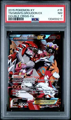 2015 POKEMON XY DOUBLE CRISIS #15 FULL ART/TEAM MAGMA'S GROUDON EX PSA 7 English - Image 1