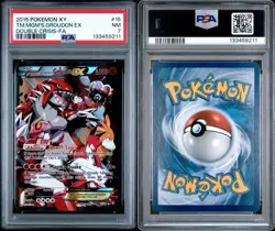 2015 POKEMON XY DOUBLE CRISIS #15 FULL ART/TEAM MAGMA'S GROUDON EX PSA 7 English - Image 3