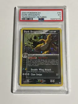 2004 Pokemon EX Dark Dragonite Holo #15 Team Rocket Returns PSA 5 EX - Image 1