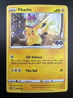 Pikachu SWSH234 Pokemon Pokemon Go Black Star Promo Cosmos Holo - Image 3