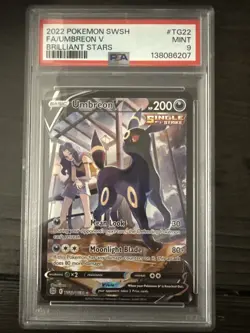 2022 POKEMON SWORD & SHIELD BRILLIANT STARS #TG22 FULL ART/UMBREON V PSA 9 - Image 1