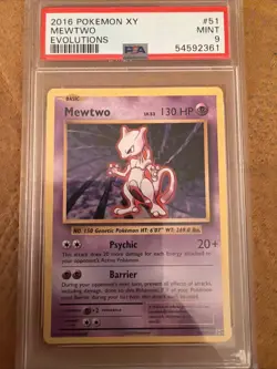 2016 POKEMON XY EVOLUTIONS 51/108 MEWTWO RARE NON HOLO - PSA 9 - Image 1