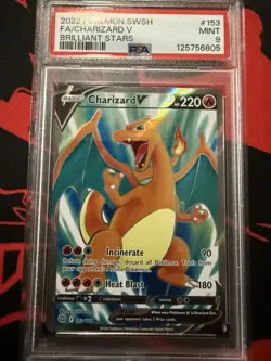 Pokemon 2022 Sword & Shield Brilliant Stars #153 FA/Charizard v PSA 9 - Image 1